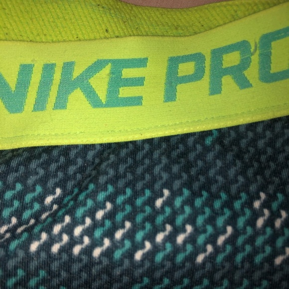 Blue white and lime green Nike pro tights - Picture 2 of 6